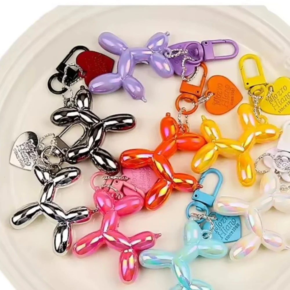 NEW Iridescent‎ Purple Balloon Dog Keychain Purse Charm Y2K